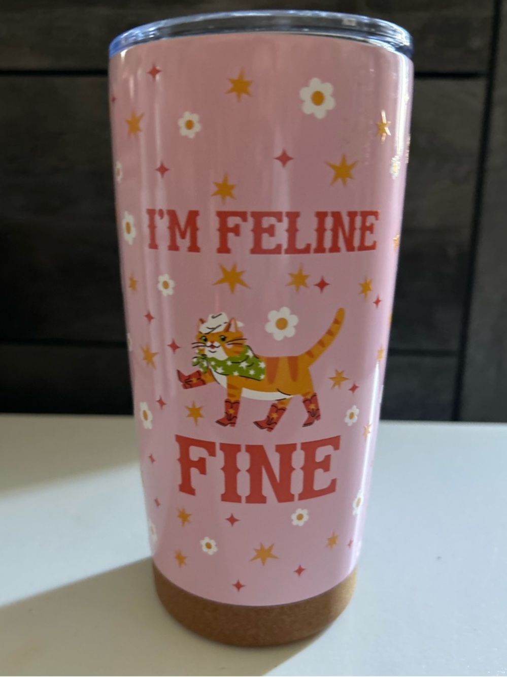 Bella Bug- Pink 'I'm Feline Fine' Cat Travel Tumbler - 20 oz
NWT